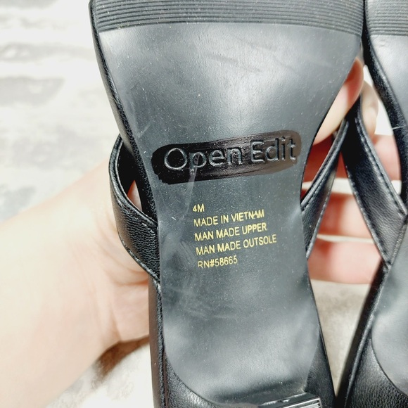 NEW Open Edit Thong Kitten Heel Sandals Women 4M Black Square Toe Y2K Chic W619 - Picture 5 of 6